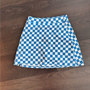 REFORMATION Athletic Ecomove Blue Checkered Skirt Skort S